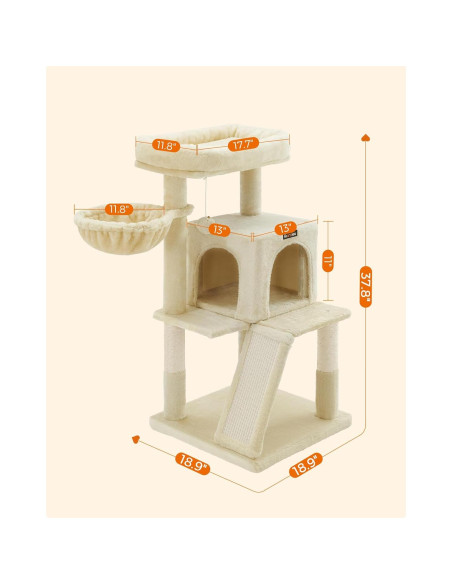 Árbol para Gatos Feandrea UPCT51M Beige 96 cm con Rascador