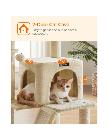 Árbol para Gatos Feandrea UPCT51M Beige 96 cm con Rascador