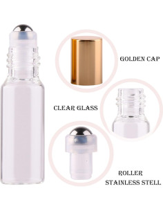 Pack 100 botellas vidrio 5ml rodillo MaxMau para aceites 2