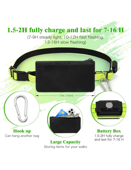 Correa LED Manos Libres para Perros Vizbrite Verde 0.5kg