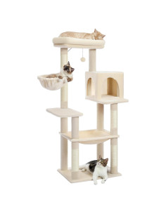 Árbol para Gatos PAWZ Road 142 cm Beige con Hamaca y Perchero