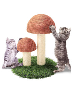 Poste Rascador para Gatos PowerKing Hongo 38x30.5cm Sisal Natural