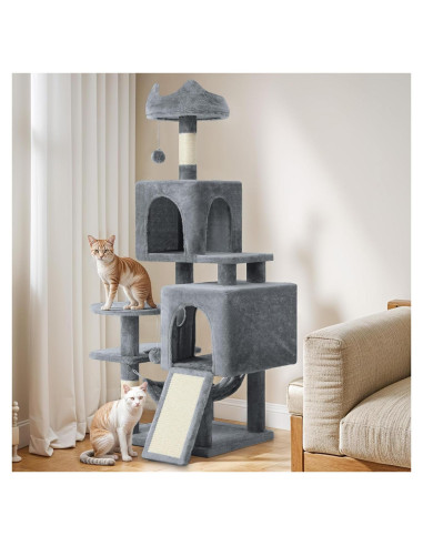 Torre de Árbol para Gatos YITAHOME 137cm Multi-Nivel Gris