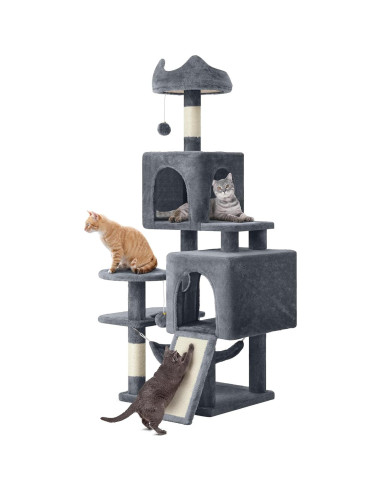 Torre de Árbol para Gatos YITAHOME 137cm Multi-Nivel Gris