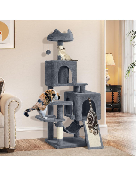 Torre de Árbol para Gatos YITAHOME 137cm Multi-Nivel Gris