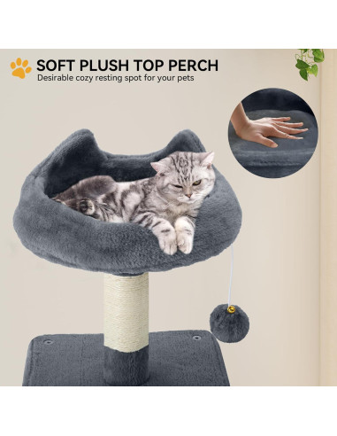 Torre de Árbol para Gatos YITAHOME 137cm Multi-Nivel Gris
