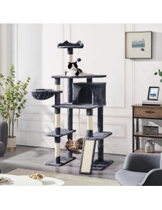 Torre de Árbol para Gatos Yaheetech 177.8 cm Gris Oscuro 2