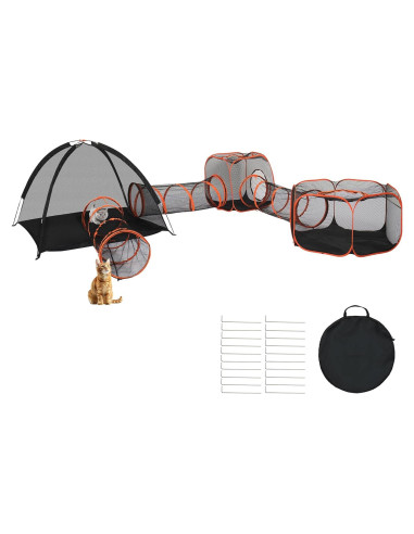 Túnel para Gatos VINGLI 6 en 1, Recinto Exterior Plegable