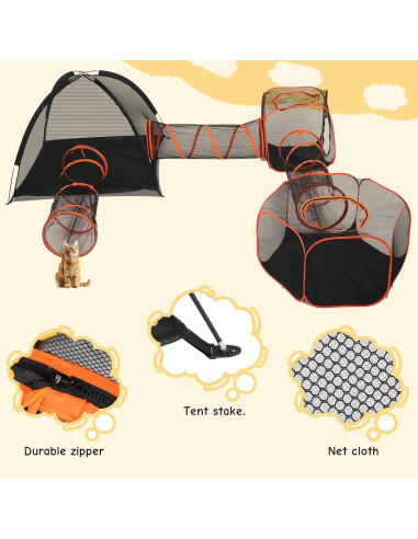 Túnel para Gatos VINGLI 6 en 1, Recinto Exterior Plegable