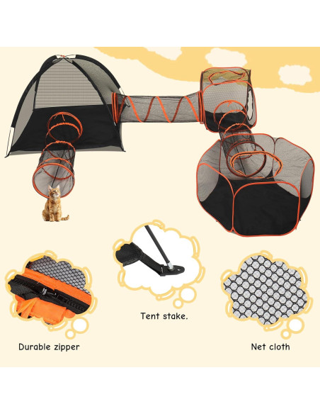 Túnel para Gatos VINGLI 6 en 1, Recinto Exterior Plegable