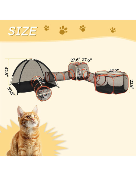 Túnel para Gatos VINGLI 6 en 1, Recinto Exterior Plegable