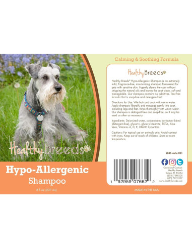 Champú Hipoalergénico Healthy Breeds para Schnauzer Miniatura 236 ml