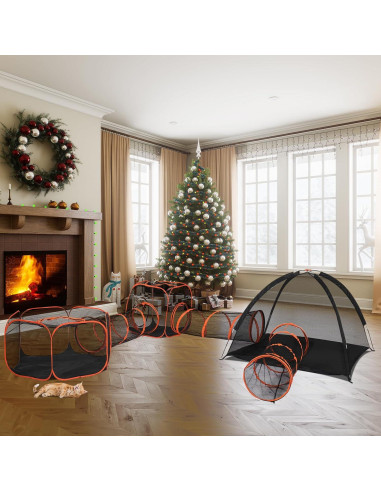 Túnel para Gatos VINGLI 6 en 1, Recinto Exterior Plegable