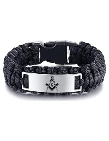 Pulsera de Paracord Masónica para Hombre - Acero Inoxidable 23 cm
