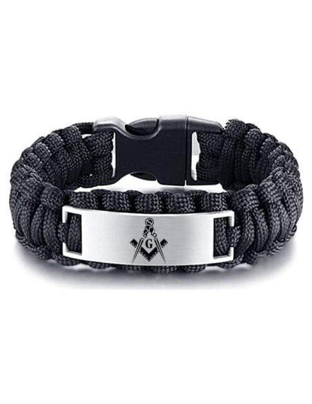 Pulsera de Paracord Masónica para Hombre - Acero Inoxidable 23 cm