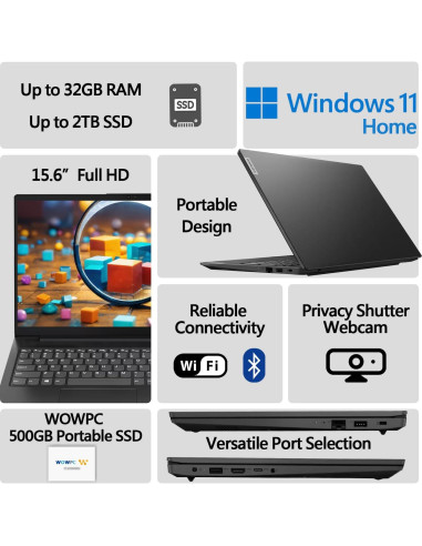 Laptop Lenovo V15 | Intel Celeron N5100 | 16GB RAM | 1TB SSD | 15.6" FHD | Windows 11 Home