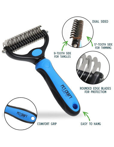 Rastrillo de Aseo 2-en-1 Pet Craft Supply para Perros y Gatos