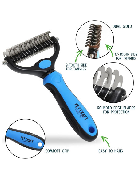 Rastrillo de Aseo 2-en-1 Pet Craft Supply para Perros y Gatos