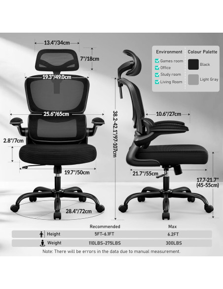 Silla de Oficina Ergonómica BESTFAIR 2202H con Soporte Lumbar