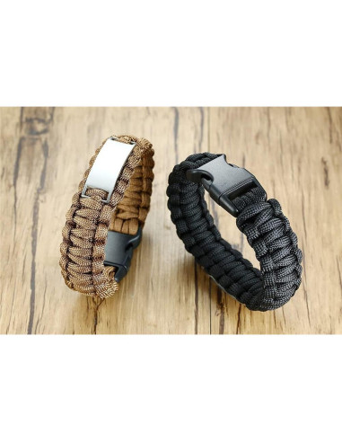 Pulsera de Paracord Masónica para Hombre - Acero Inoxidable 23 cm