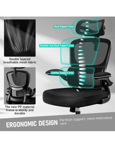 Silla de Oficina Ergonómica BESTFAIR 2202H con Soporte Lumbar