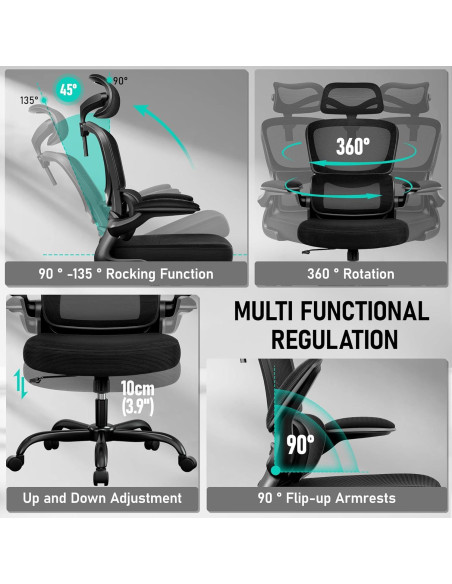 Silla de Oficina Ergonómica BESTFAIR 2202H con Soporte Lumbar