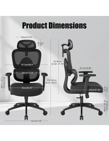 Silla de Oficina Ergonómica ZZH 8006BK con Soporte Lumbar Ajustable