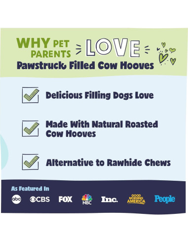 Golosinas para Perros Pawstruck Pezuñas de Vaca Rellenas 5 Unidades