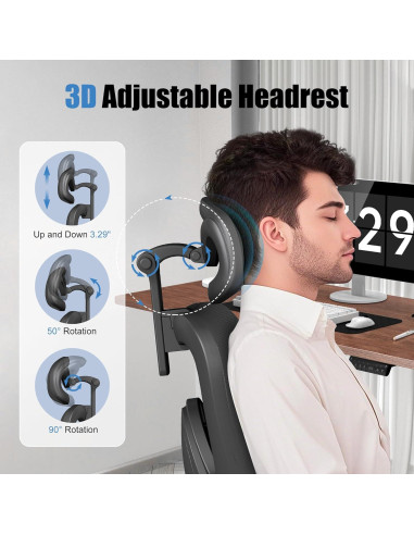 Silla de Oficina Ergonómica ZZH 8006BK con Soporte Lumbar Ajustable