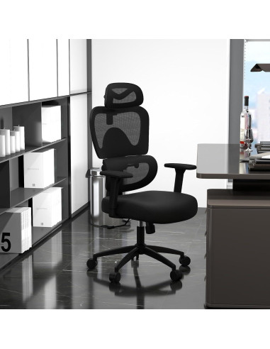 Silla de Oficina Ergonómica ZZH 8006BK con Soporte Lumbar Ajustable