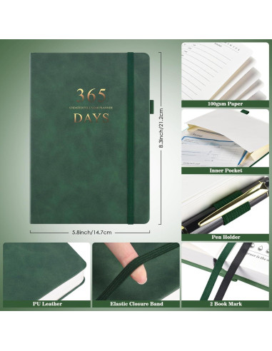 Planificador Diario No Datado Asten A5 Verde 365 Días