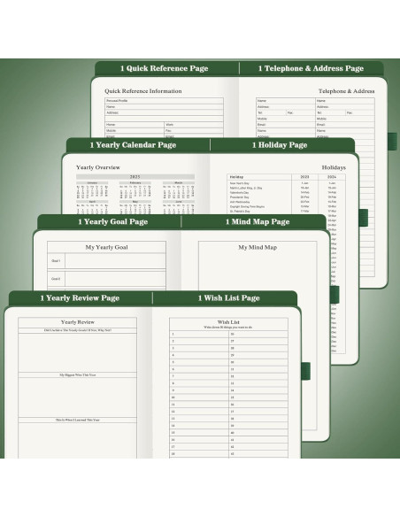 Planificador Diario No Datado Asten A5 Verde 365 Días