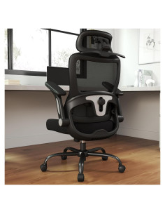 Silla de Oficina Ergonómica ZZH 8029BK con Soporte Lumbar Ajustable