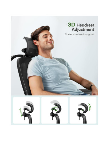 Silla de Oficina Ergonómica Marsail MSOC26B-US Negra Ajustable