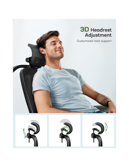 Silla de Oficina Ergonómica Marsail MSOC26B-US Negra Ajustable