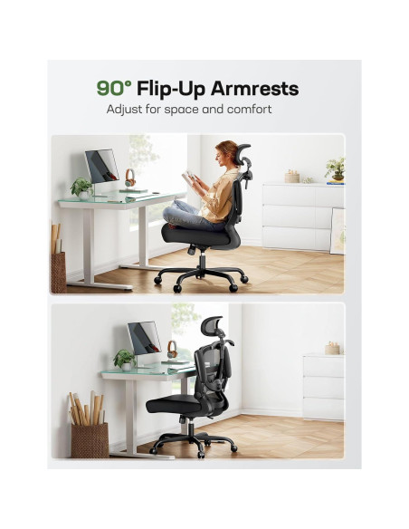 Silla de Oficina Ergonómica Marsail MSOC26B-US Negra Ajustable