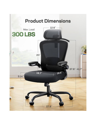 Silla de Oficina Ergonómica Marsail MSOC26B-US Negra Ajustable