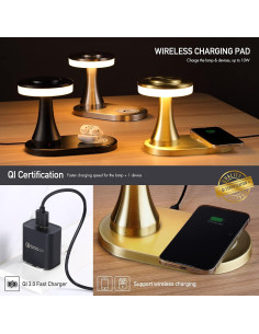 Lámpara de Mesa LED Portátil O'Bright Dorado Carga Inalámbrica 2