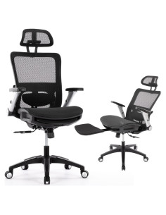 Silla de Oficina Ergonómica COLAMY 2577F Negra con Reposapiés