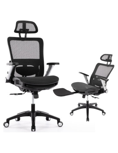 Silla de Oficina Ergonómica COLAMY 2577F Negra con Reposapiés