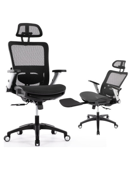 Silla de Oficina Ergonómica COLAMY 2577F Negra con Reposapiés