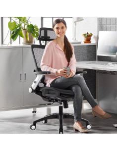 Silla de Oficina Ergonómica COLAMY 2577F Negra con Reposapiés 2