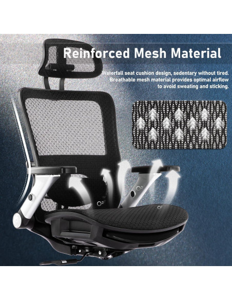 Silla de Oficina Ergonómica COLAMY 2577F Negra con Reposapiés