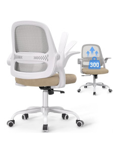 Silla de Oficina Ergonómica amseatec LY-9053 Beige con Respaldo de Malla
