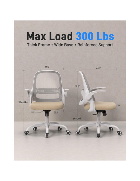 Silla de Oficina Ergonómica amseatec LY-9053 Beige con Respaldo de Malla