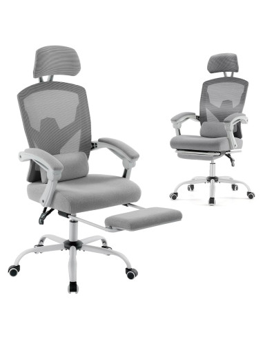 Silla de Oficina DUMOS con Reposapiés Ergonométrica Gris