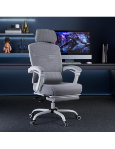 Silla de Oficina DUMOS con Reposapiés Ergonométrica Gris 2