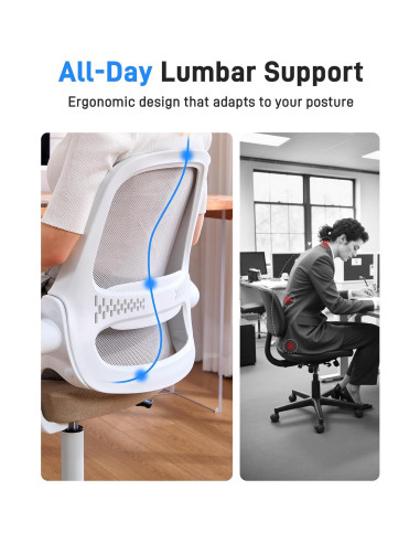 Silla de Oficina Ergonómica amseatec LY-9053 Beige con Respaldo de Malla