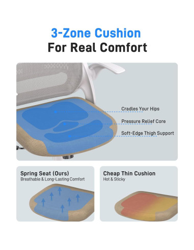 Silla de Oficina Ergonómica amseatec LY-9053 Beige con Respaldo de Malla