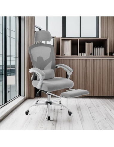Silla de Oficina DUMOS con Reposapiés Ergonométrica Gris